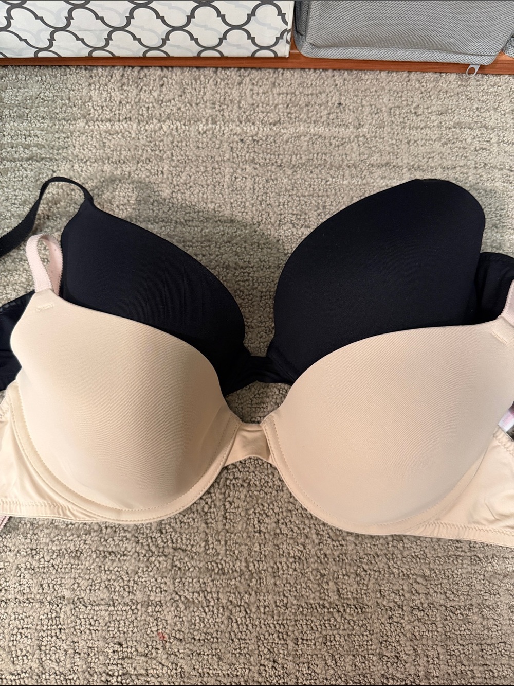 PINK Victoria's Secret Nude and Black T-Shirt Bra Duo